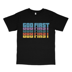 God First Black T-Shirt (Blue/Purple/Orange)