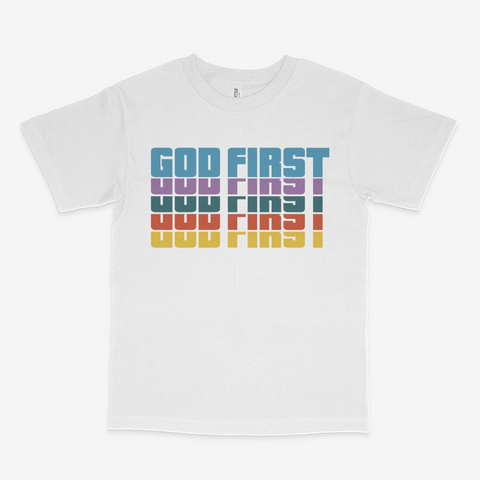 GOD FIRST White TEE (Red/ Blue /Green/ Purple)